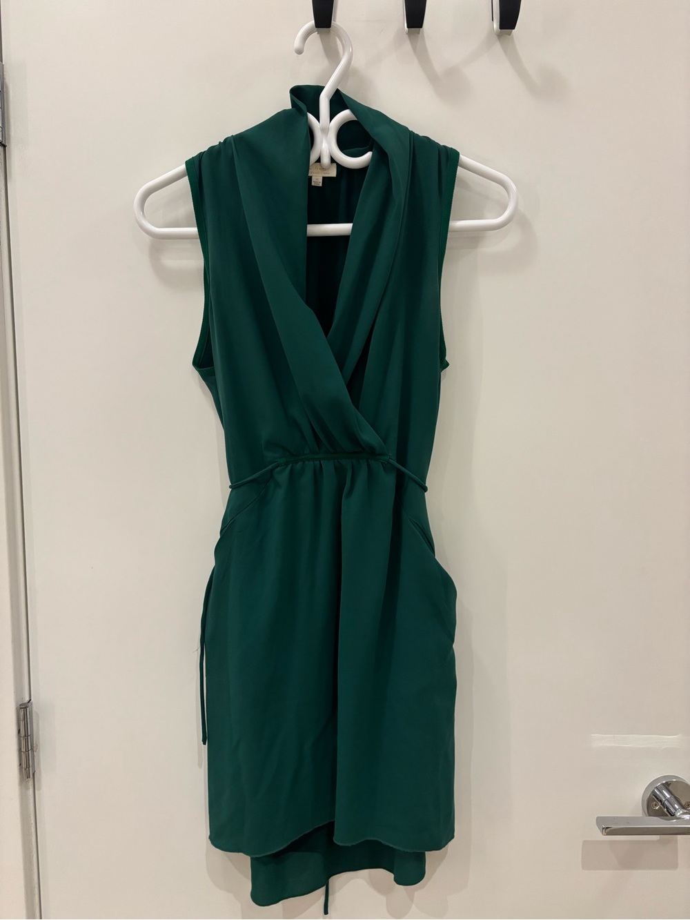 Wilfred Emerald Green Sleeveless Wrap Mini Dress